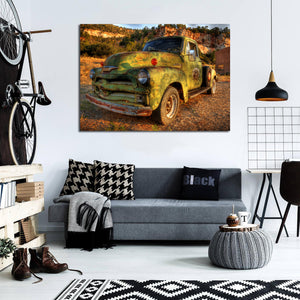 Framed 1 Panel - Rusty Chevy Pick Up Truck