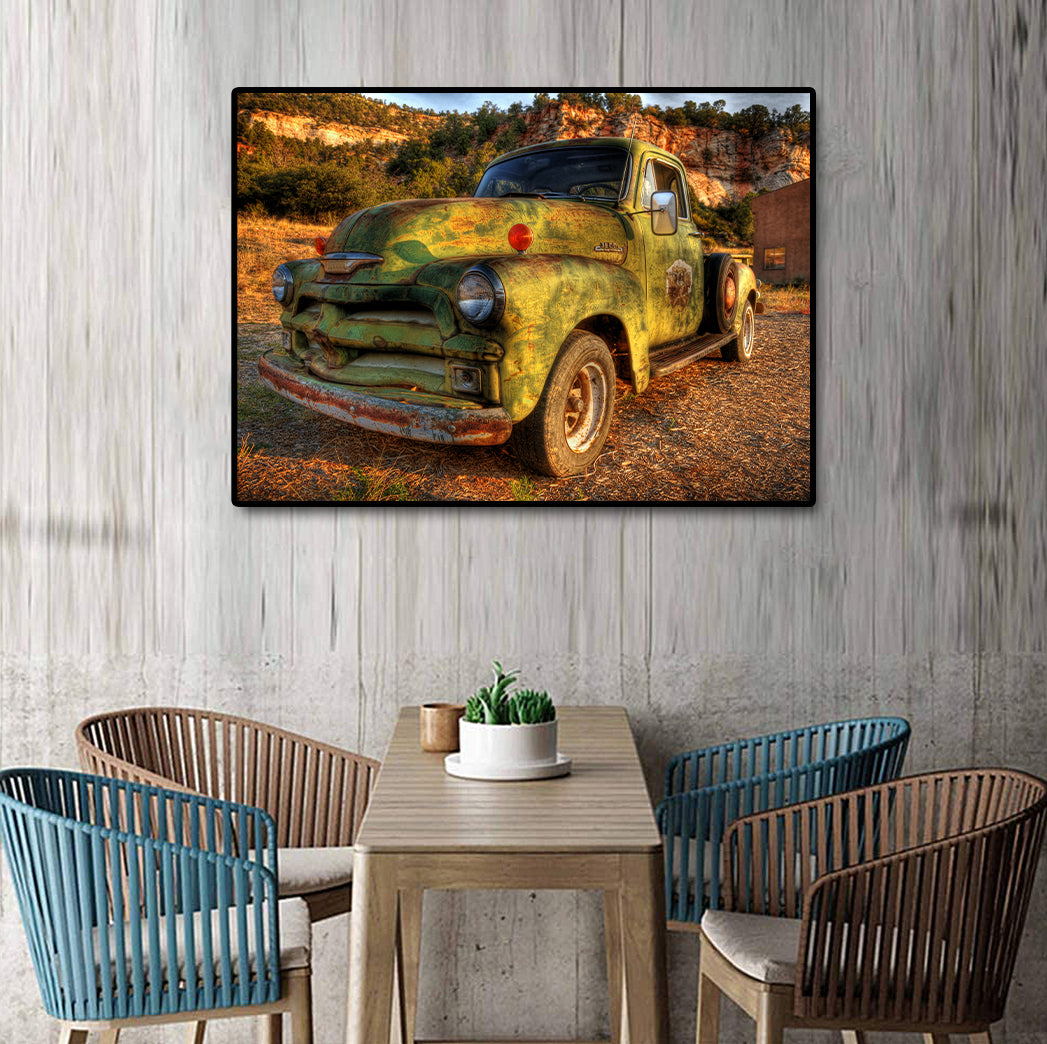 Framed 1 Panel - Rusty Chevy Pick Up Truck