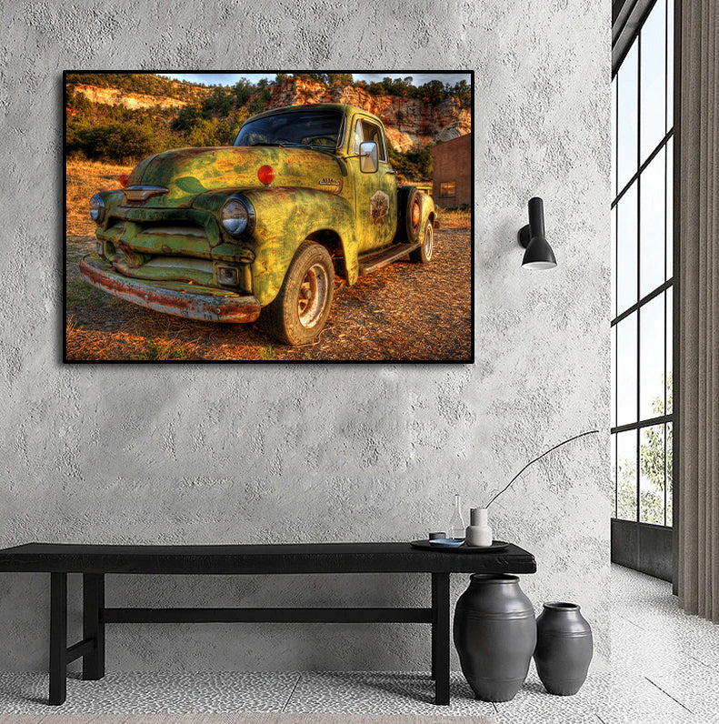 Framed 1 Panel - Rusty Chevy Pick Up Truck