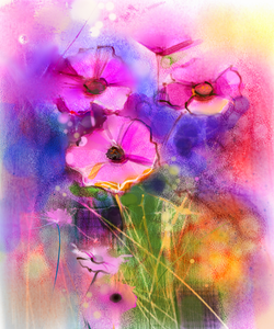 Pine Stretched  Framed 3 Panels - Watercolor Flower