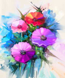 Pine Stretched  Framed 3 Panels - Watercolor Flower