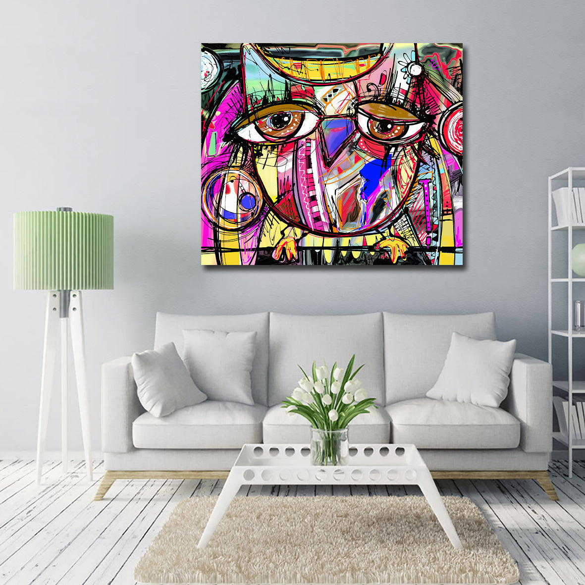 Framed 1 Panel - Abstract of Doodle Owl
