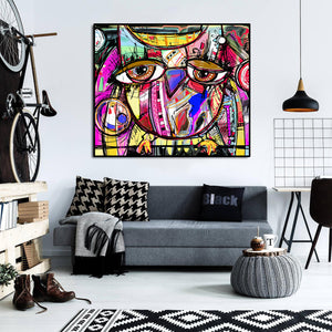 Framed 1 Panel - Abstract of Doodle Owl