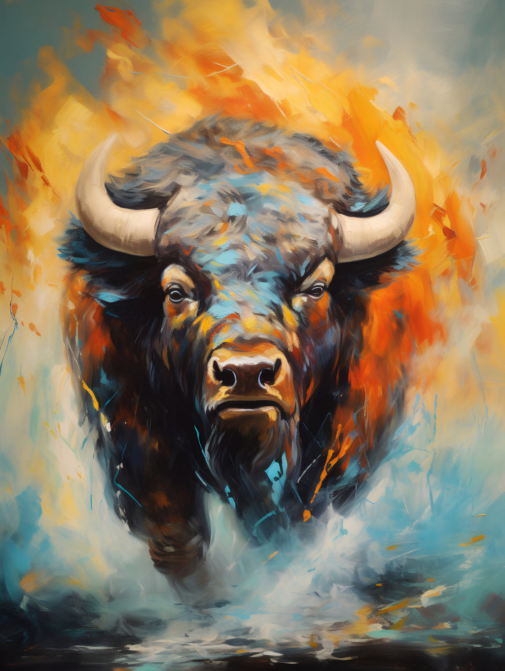 Pine Stretched  Framed 1 Panel - Big Angry Bison