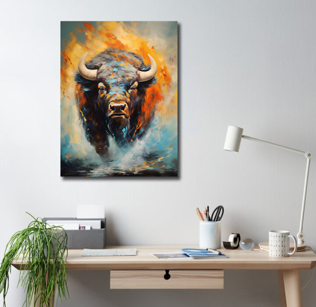 Pine Stretched  Framed 1 Panel - Big Angry Bison