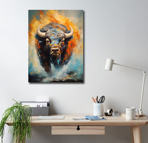 Pine Stretched  Framed 1 Panel - Big Angry Bison
