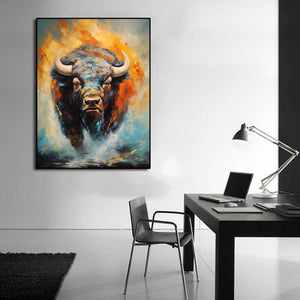 Pine Stretched  Framed 1 Panel - Big Angry Bison