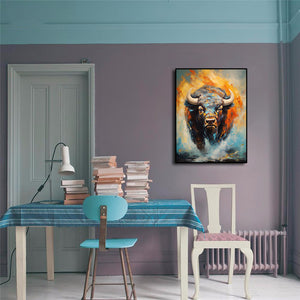 Pine Stretched  Framed 1 Panel - Big Angry Bison