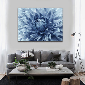 Pine Stretched  Framed 1 Panel - Dahlia Light Blue Flower