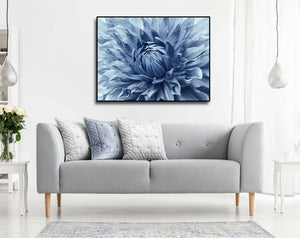 Pine Stretched  Framed 1 Panel - Dahlia Light Blue Flower