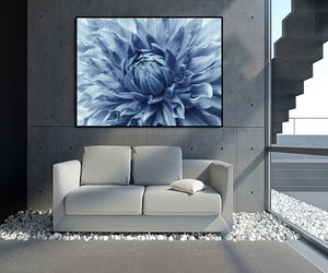 Pine Stretched  Framed 1 Panel - Dahlia Light Blue Flower
