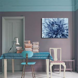 Pine Stretched  Framed 1 Panel - Dahlia Light Blue Flower