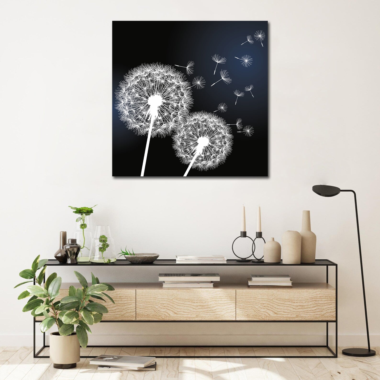 Pine Stretched  Framed 1 Panel - Dandelion Flower