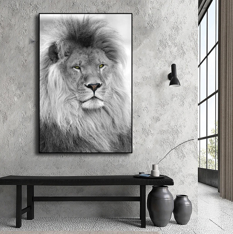 Pine Stretched  Framed 1 Panel - Lion