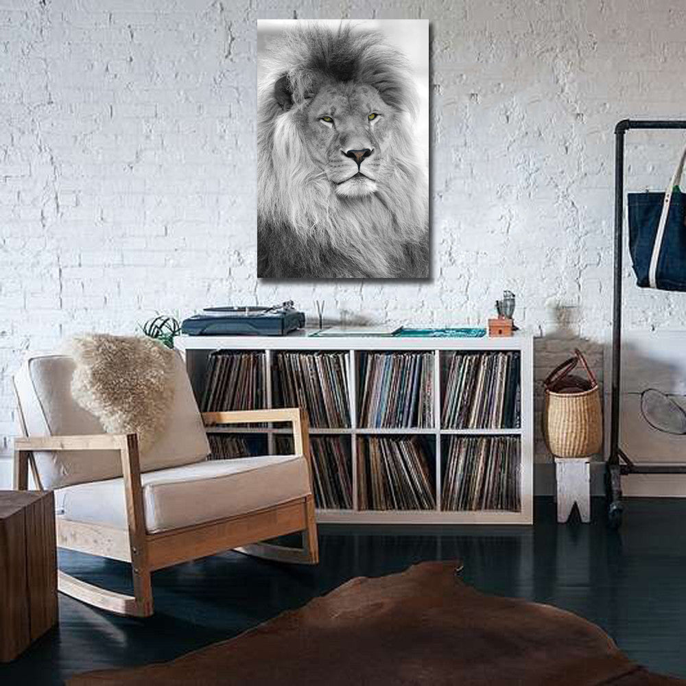 Pine Stretched  Framed 1 Panel - Lion