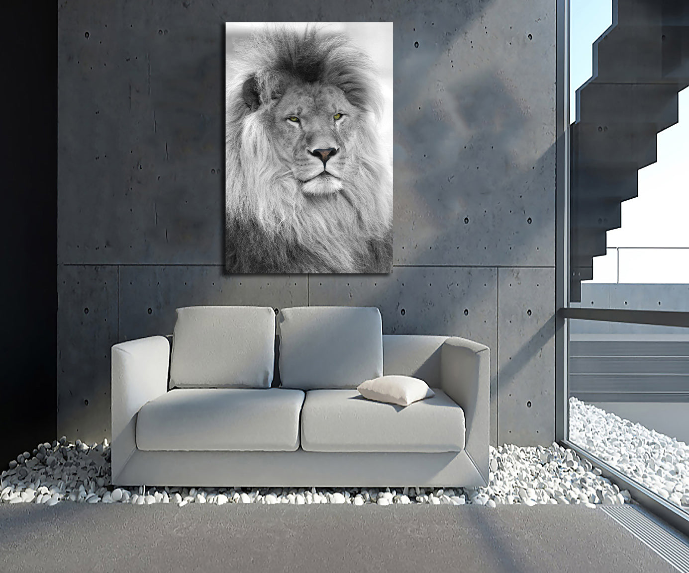 Pine Stretched  Framed 1 Panel - Lion