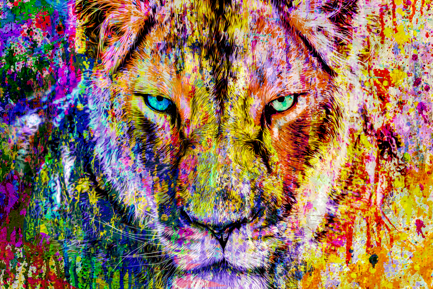 Pine Stretched  Framed 1 Panel - Lion
