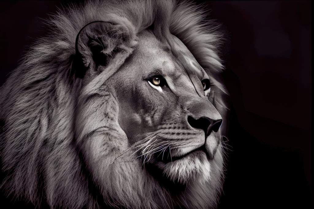 Pine Stretched  Framed 1 Panel - Lion