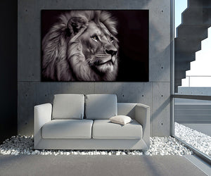 Pine Stretched  Framed 1 Panel - Lion