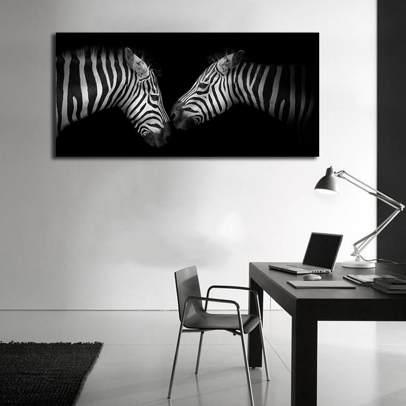 Pine Stretched  Framed 1 Panel - Zebras
