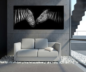 Pine Stretched  Framed 1 Panel - Zebras