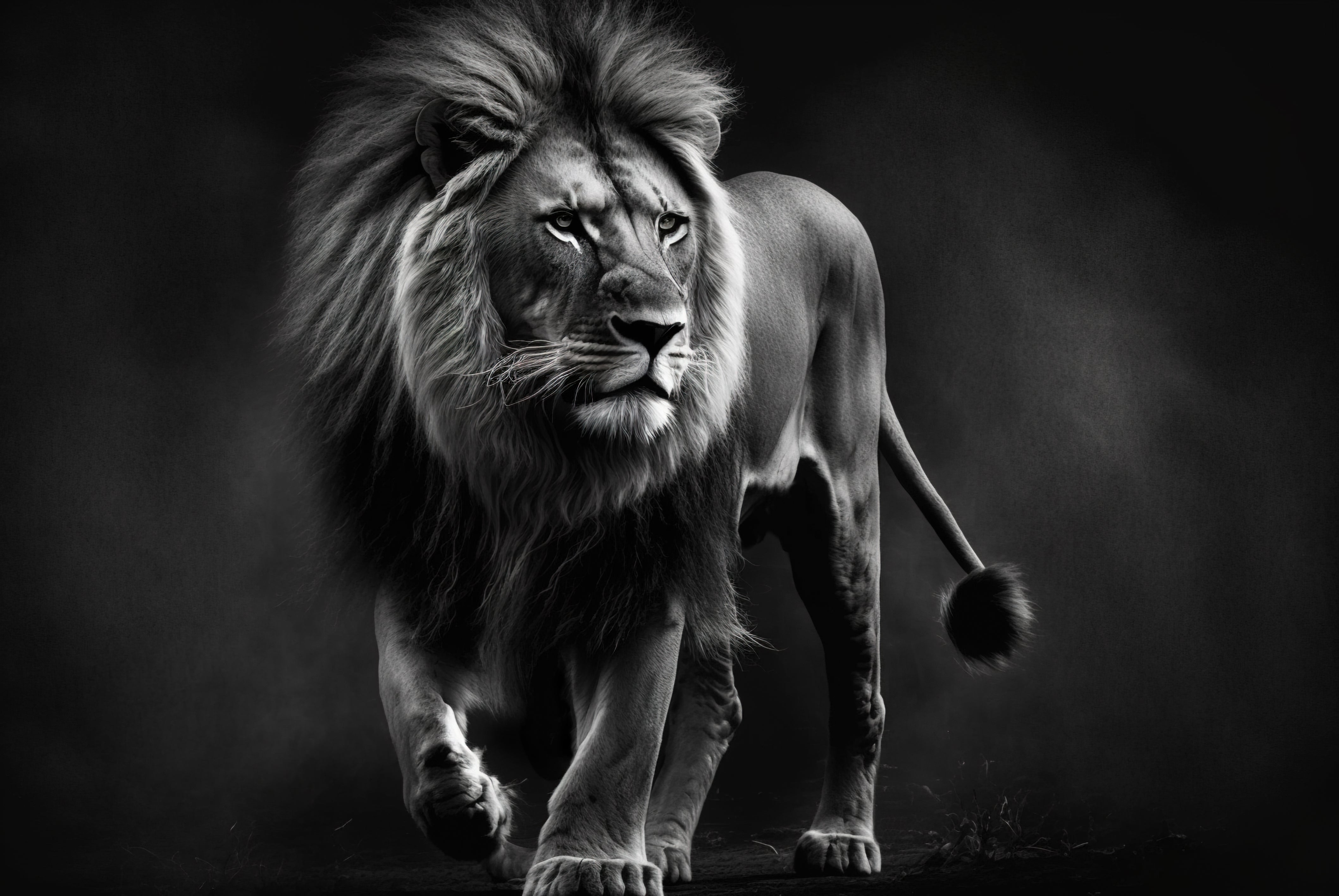 Pine Stretched  Framed 1 Panel - Lion