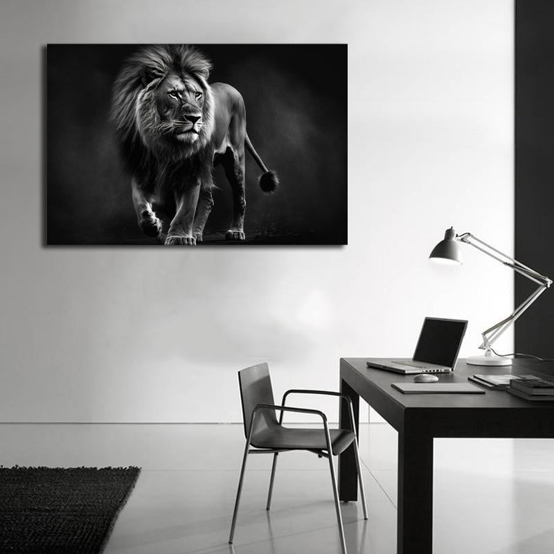 Pine Stretched  Framed 1 Panel - Lion