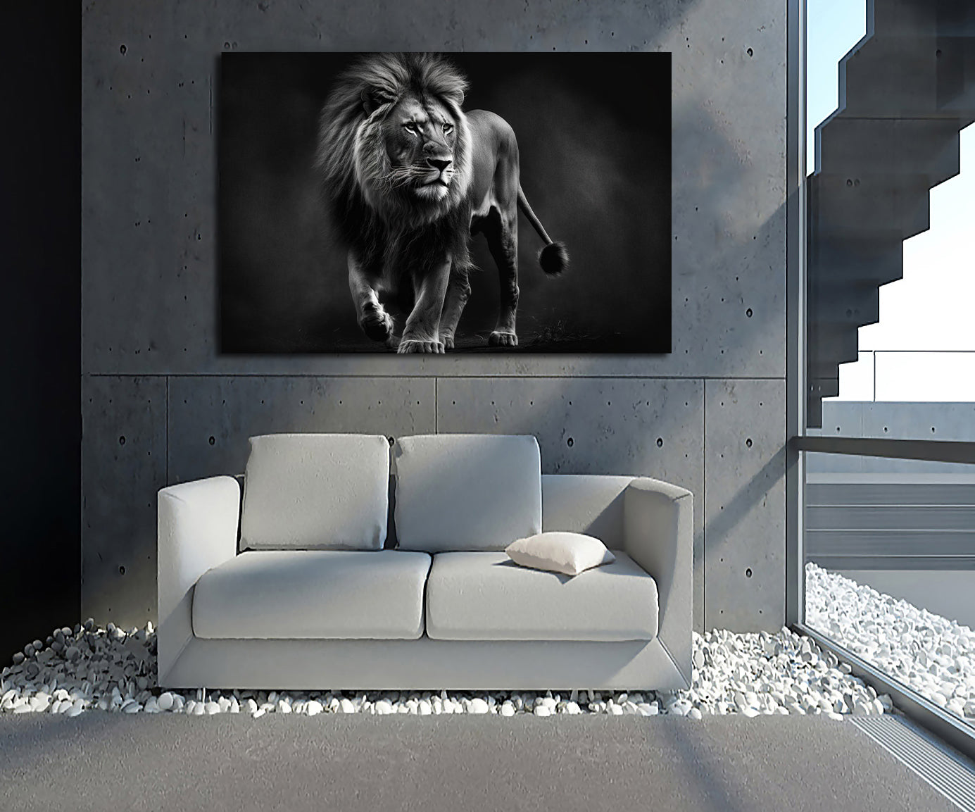 Pine Stretched  Framed 1 Panel - Lion