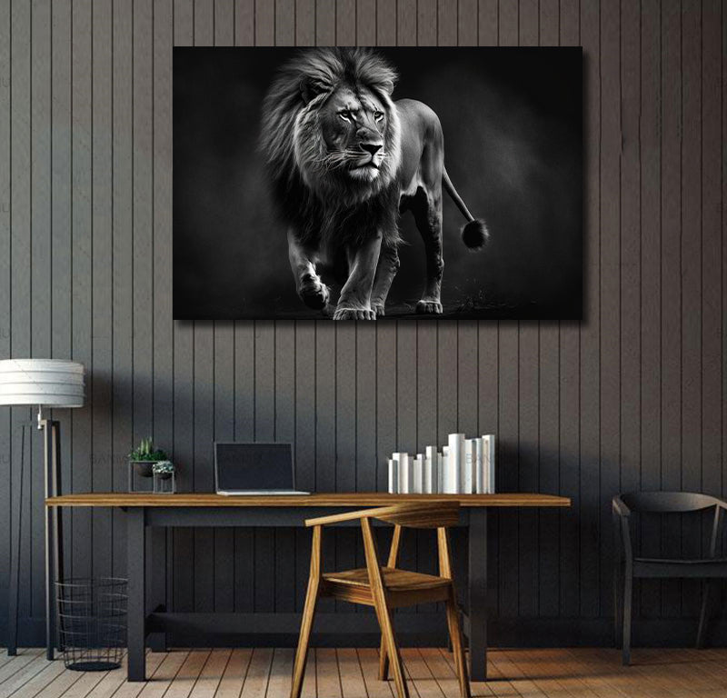 Pine Stretched  Framed 1 Panel - Lion