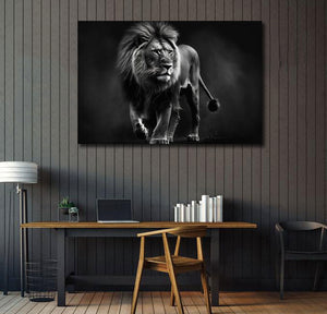 Pine Stretched  Framed 1 Panel - Lion
