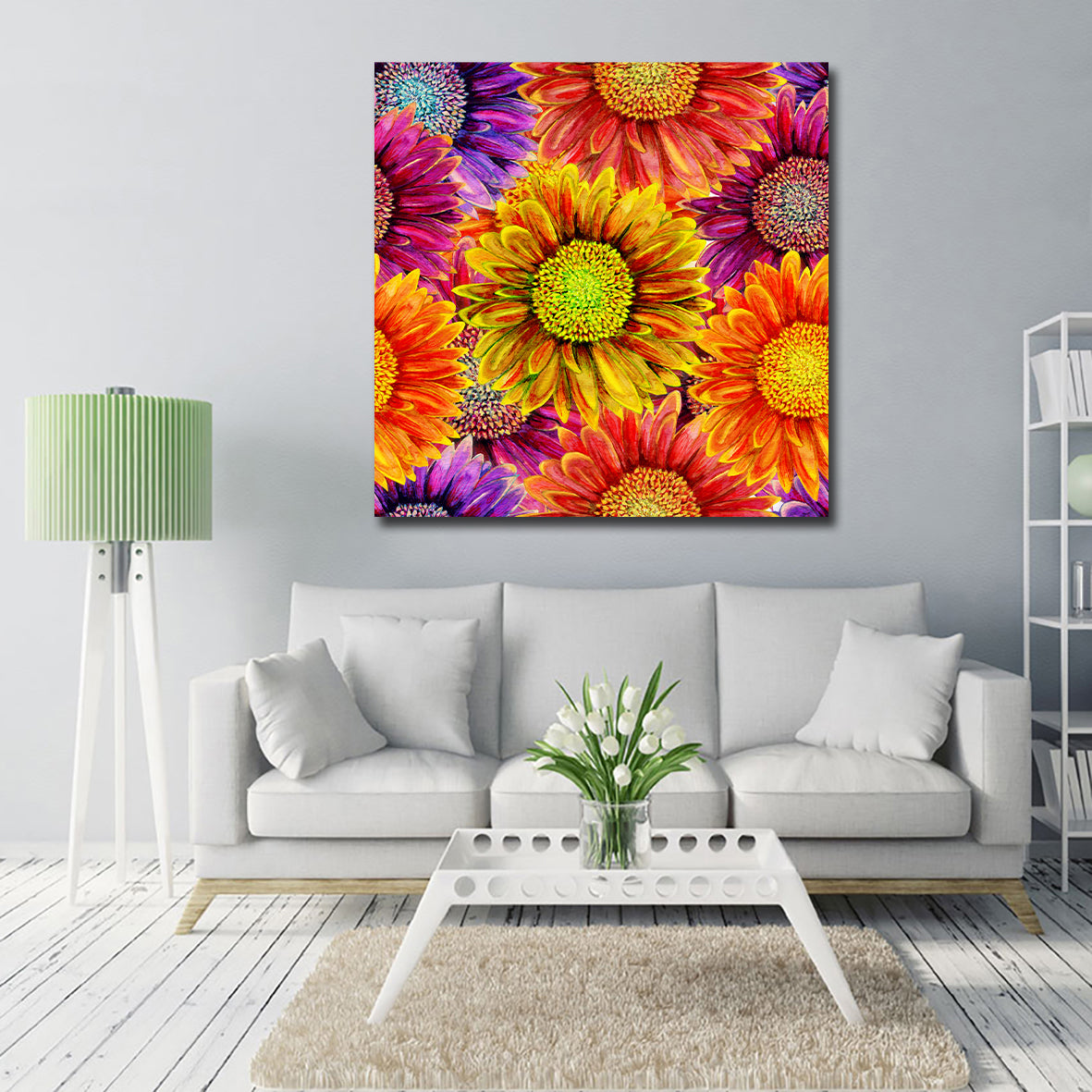 Pine Stretched  Framed 1 Panel - Gerbera Flower