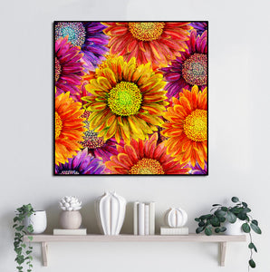 Pine Stretched  Framed 1 Panel - Gerbera Flower