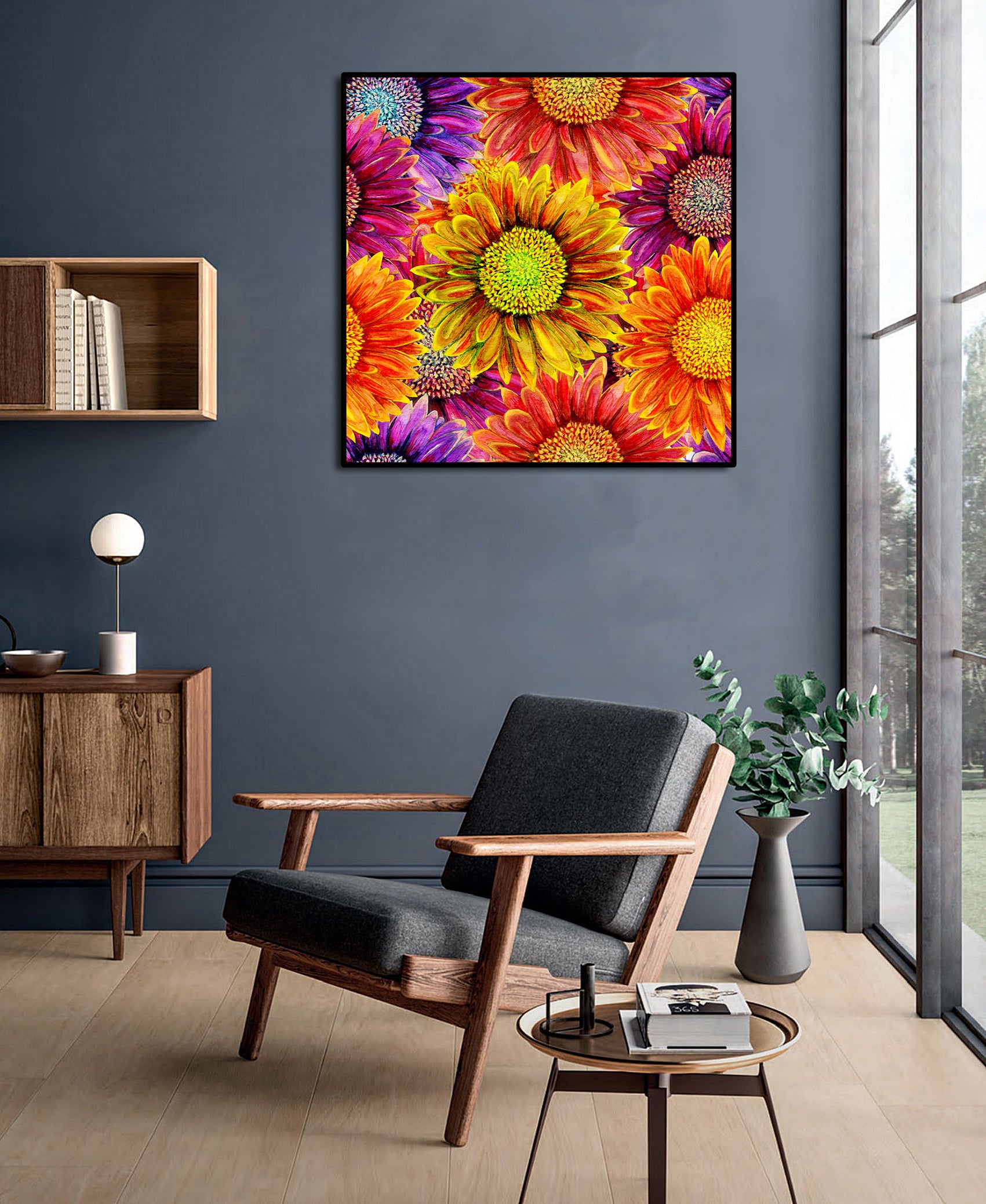 Pine Stretched  Framed 1 Panel - Gerbera Flower