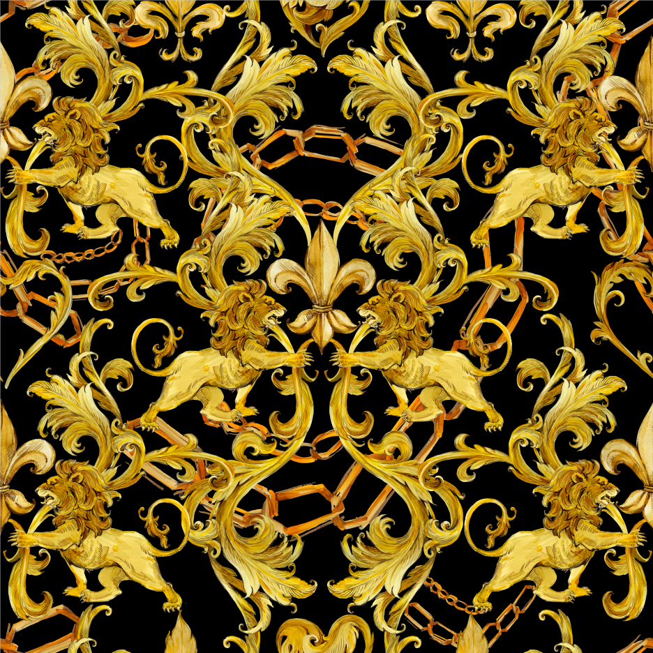 Framed 1 Panel - Gold Chains Damask Seamless Pattern