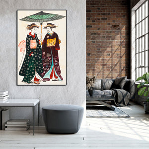Framed 1 Panel -Japanese Geishas