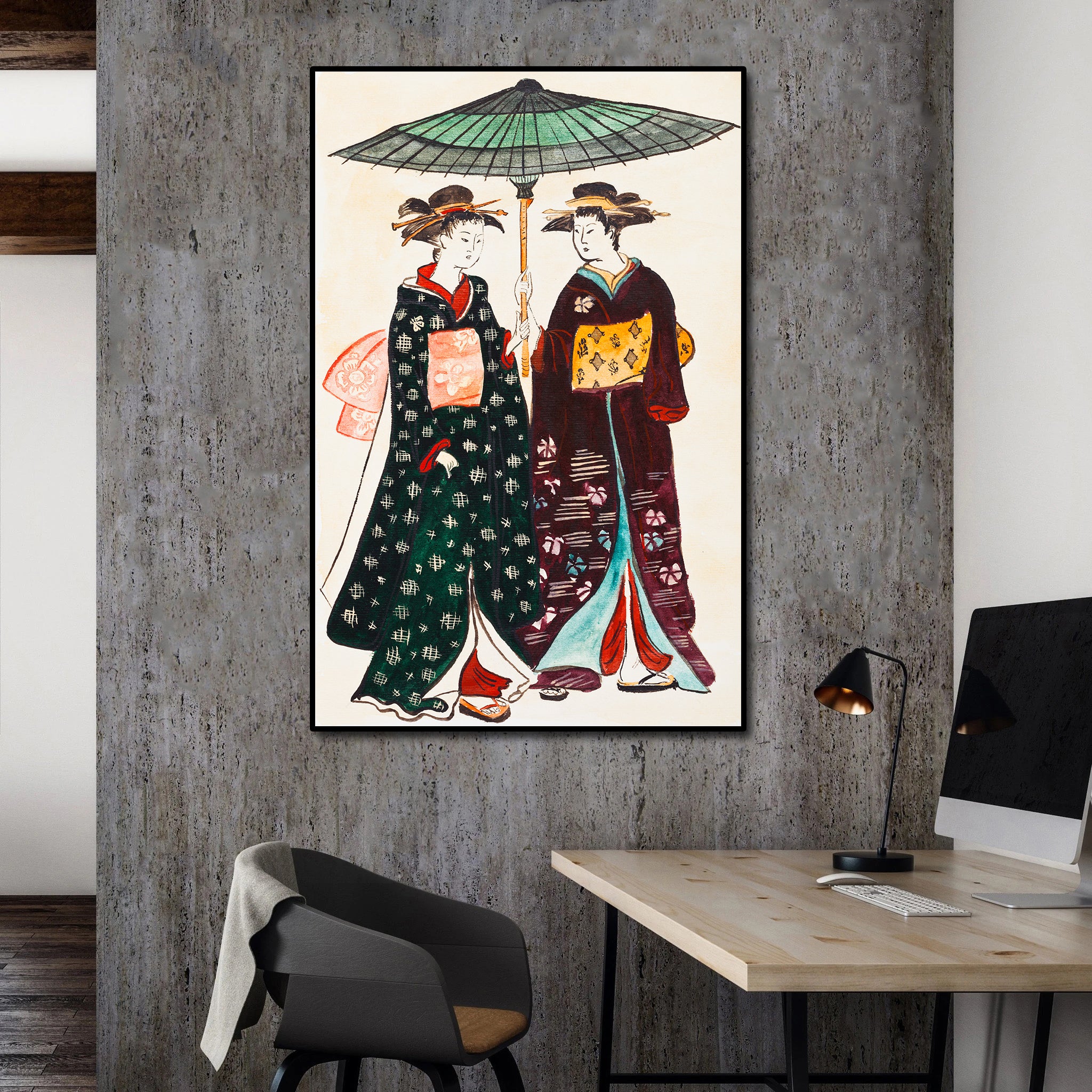Framed 1 Panel -Japanese Geishas