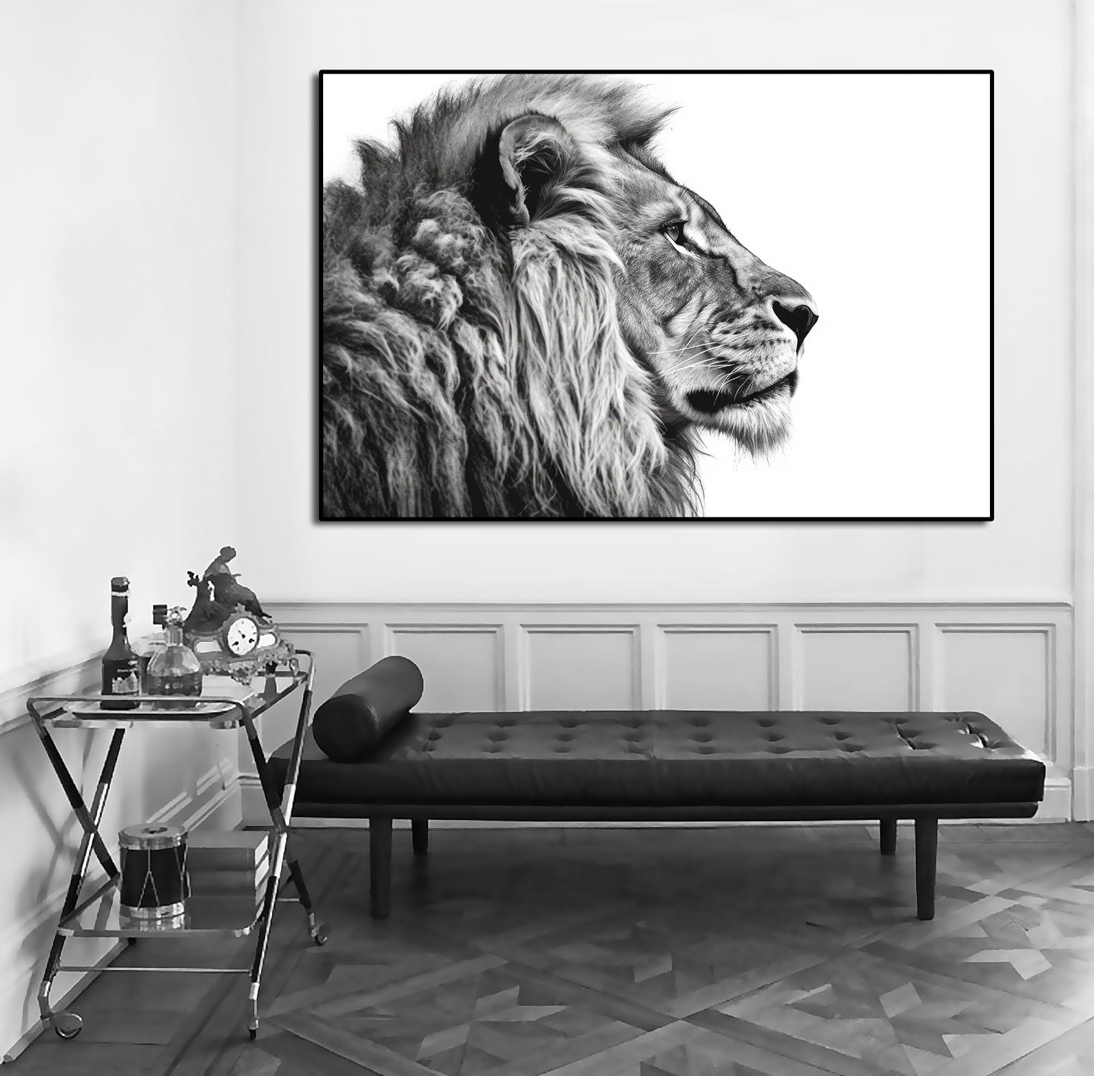 Pine Stretched  Framed 1 Panel - Lion