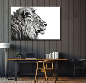 Pine Stretched  Framed 1 Panel - Lion