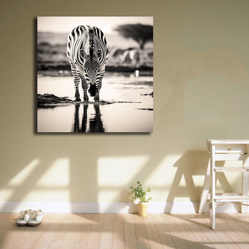 Pine Stretched  Framed 1 Panel - Zebra