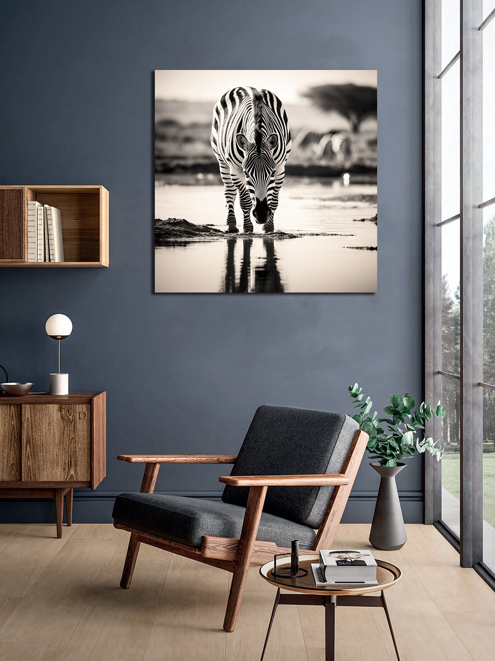 Pine Stretched  Framed 1 Panel - Zebra