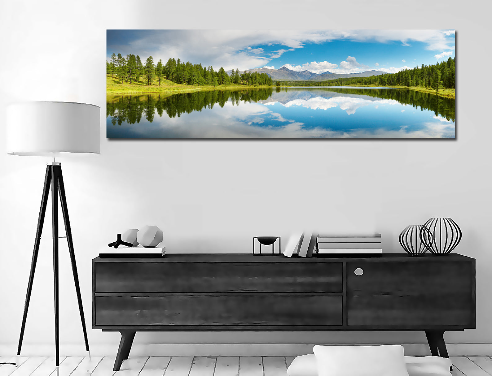 Pine Stretched  Framed 1 Panel - Mountain Lake