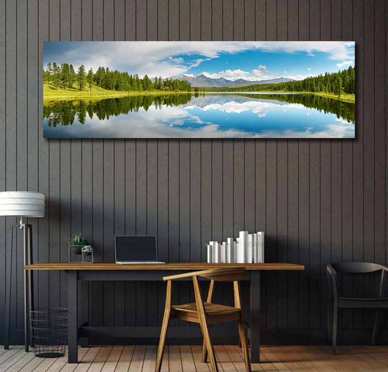 Pine Stretched  Framed 1 Panel - Mountain Lake