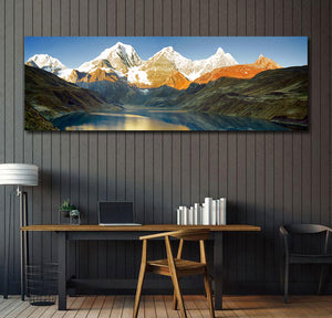 Pine Stretched  Framed 1 Panel - Peru Mountain Sunrise Panorama