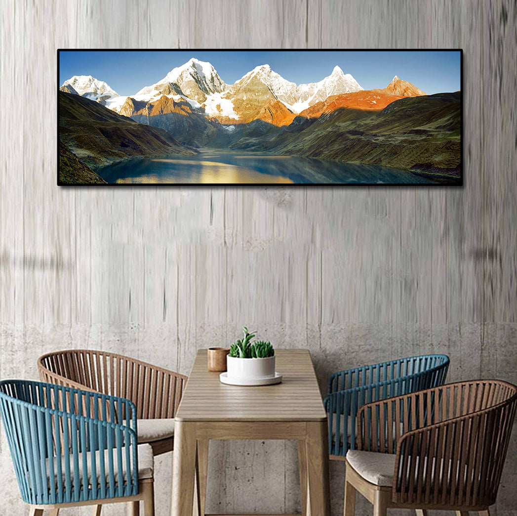 Pine Stretched  Framed 1 Panel - Peru Mountain Sunrise Panorama