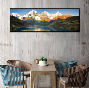 Pine Stretched  Framed 1 Panel - Peru Mountain Sunrise Panorama