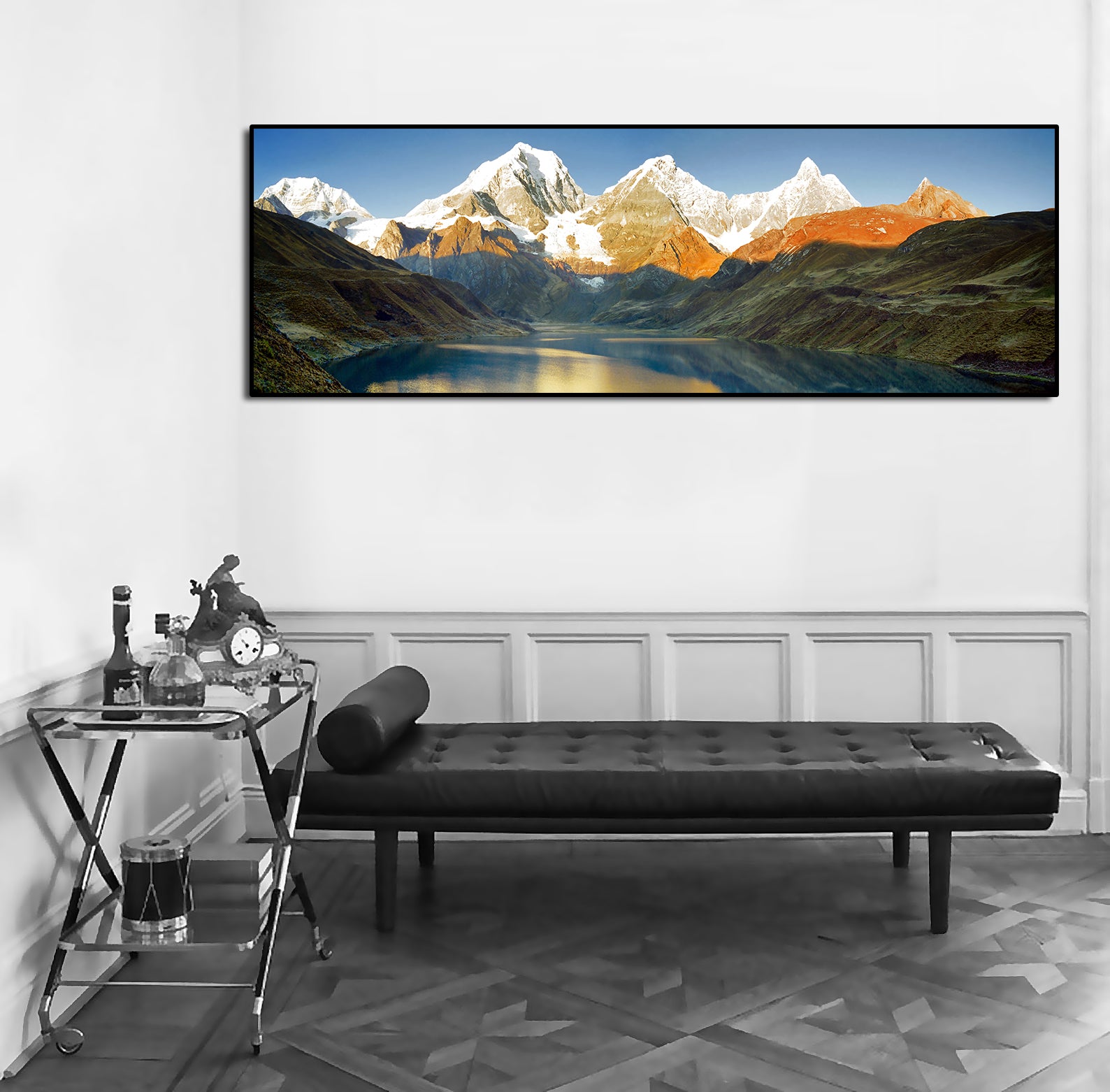 Pine Stretched  Framed 1 Panel - Peru Mountain Sunrise Panorama