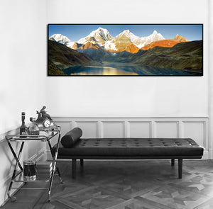 Pine Stretched  Framed 1 Panel - Peru Mountain Sunrise Panorama