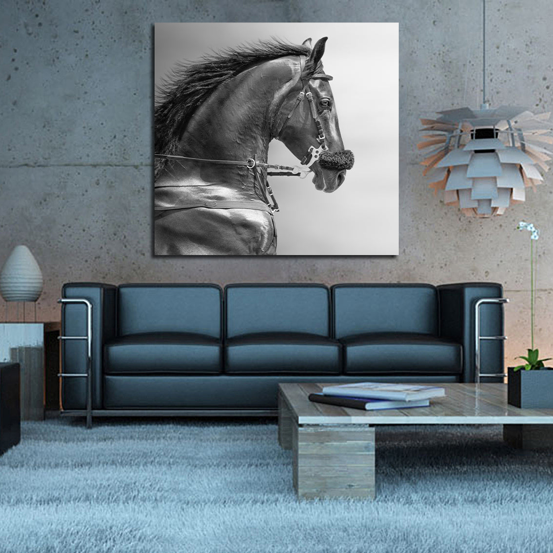 Pine Stretched  Framed 1 Panel - Portrait of a Sports Stallion