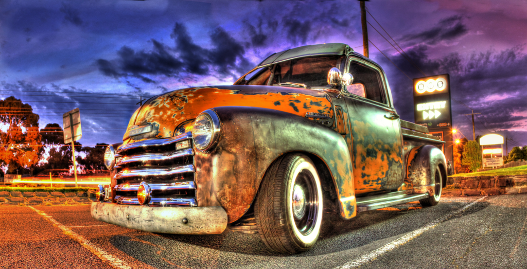 Pine Stretched  Framed 1 Panel - Rusty Chevy Pick Up Truck