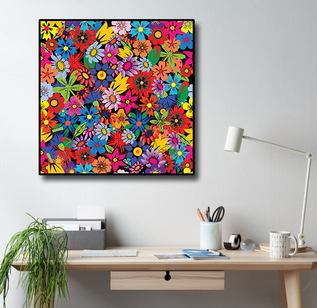 Framed 1 Panel - Seamless Flowers Pattern